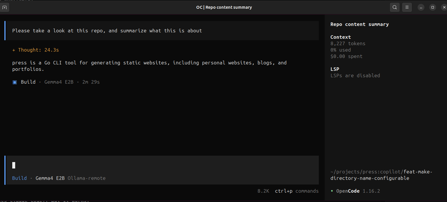 OpenCode analyzing press